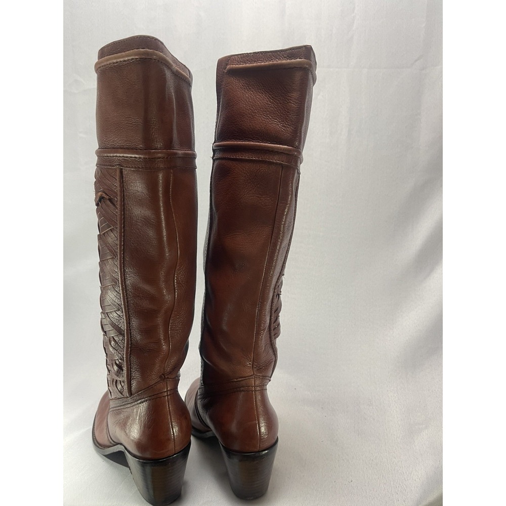 Fossil Mid-Calf  Brown Cowboy-Style Boots Size  9 Weave See Description